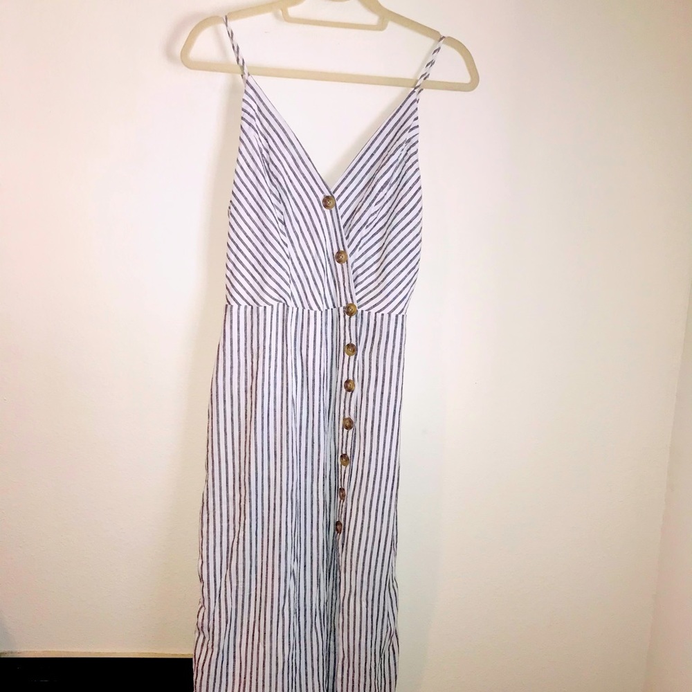 Long Linen Spaghetti Straps Dress